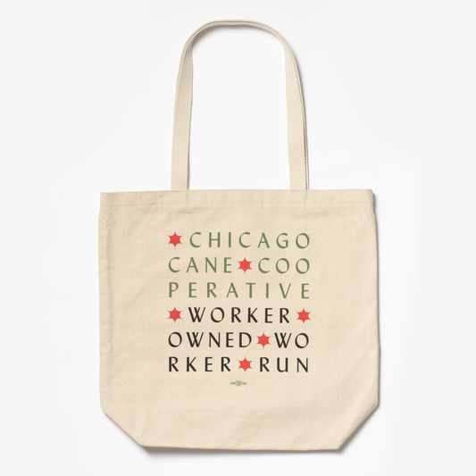 Chicago Cane Block Text Tote