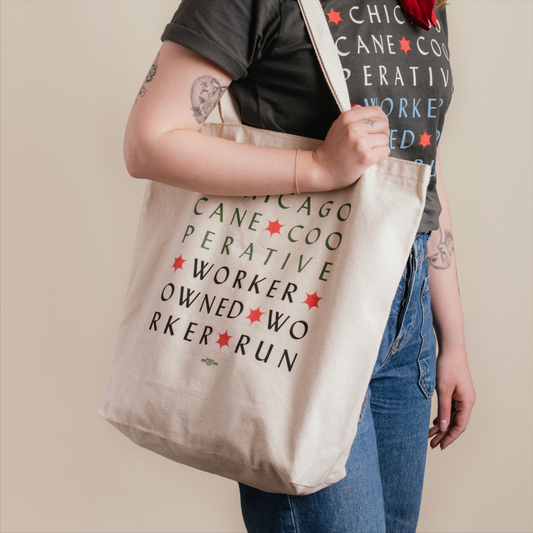 Chicago Cane Block Text Tote