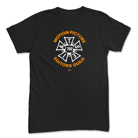 Motion Picture IATSE crest orange and white on black