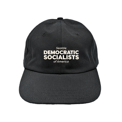 Seattle DSA Cream text logo on hat