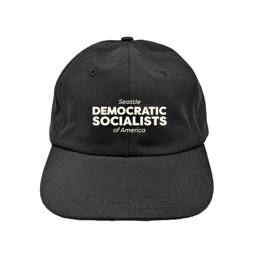 Seattle DSA Cream text logo on hat