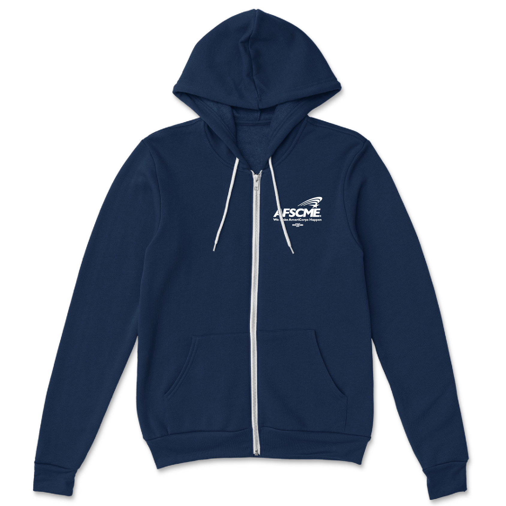 AFSCME White Logo on Navy Hoodie – Good Press