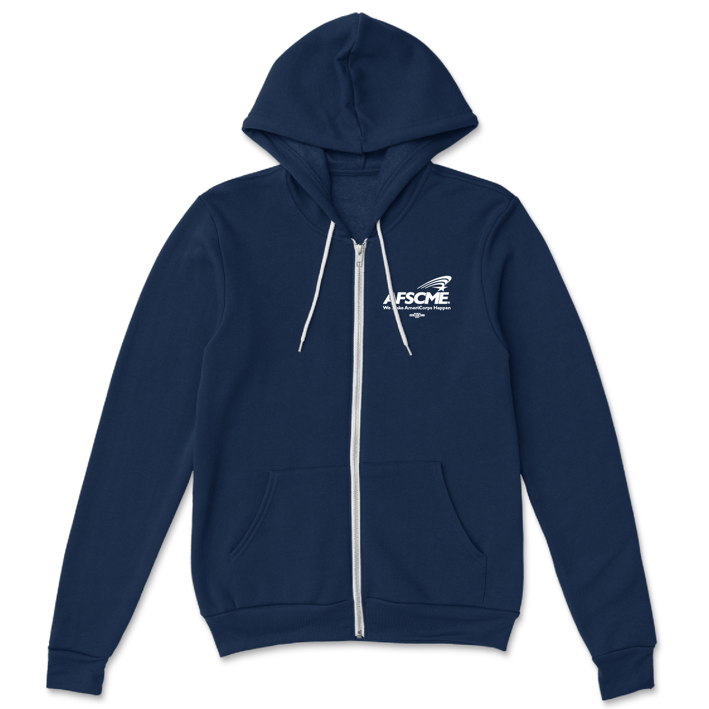 AFSCME White Logo on Navy Hoodie