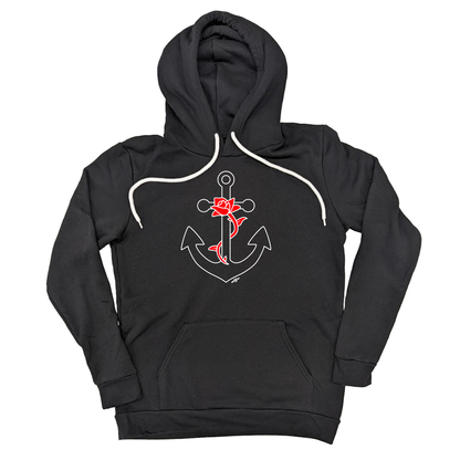 Anchor & Rose Logo Hoodie Pullover, Black