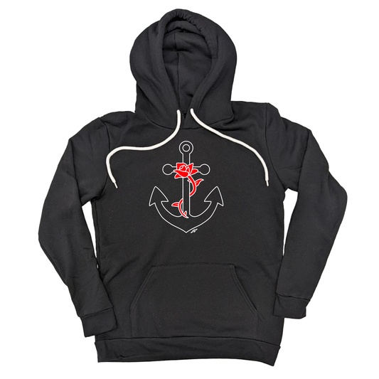 Anchor & Rose Logo Hoodie Pullover, Black