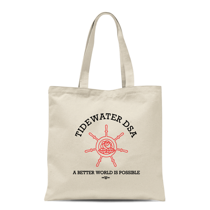 Tidewater DSA ‘A Better World is Possible’ 7-Spoke Wheel Logo Tote, Neutral